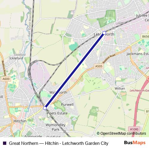 Great Northern bus Line Map