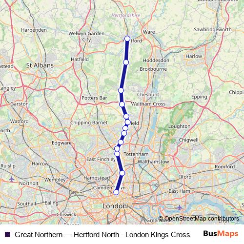 Great Northern bus Line Map