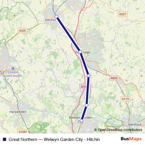 Great Northern bus Line Map