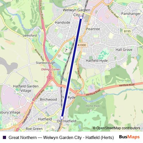 Great Northern bus Line Map