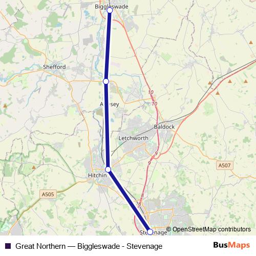 Great Northern bus Line Map