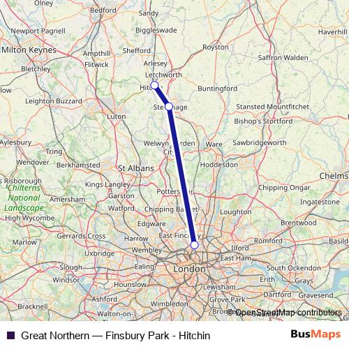 Great Northern bus Line Map