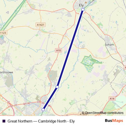 Great Northern bus Line Map
