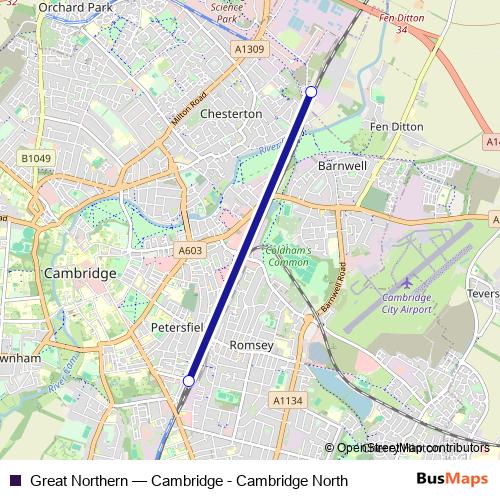 Great Northern bus Line Map