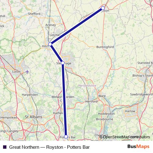 Great Northern bus Line Map