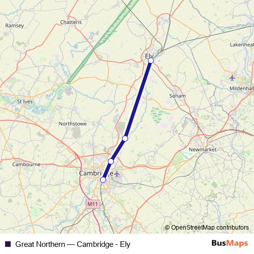 Great Northern bus Line Map