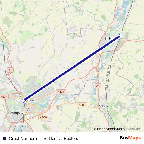 Great Northern bus Line Map