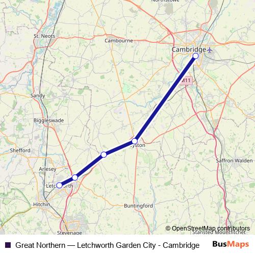 Great Northern bus Line Map