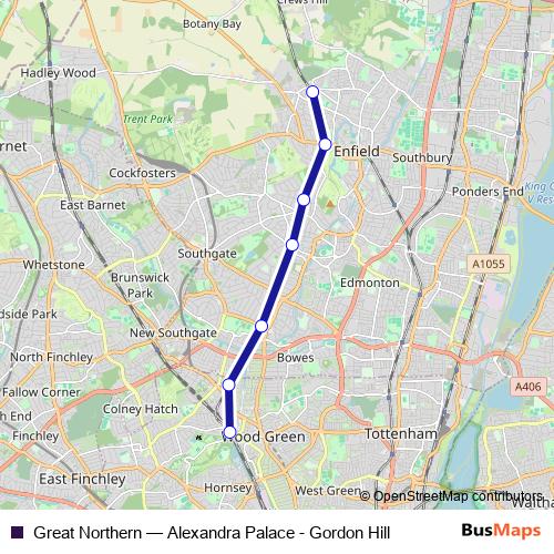 Great Northern bus Line Map