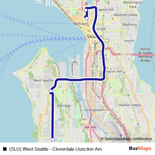 (SLU) West Seattle - Cloverdale /Junction Am bus Line Map