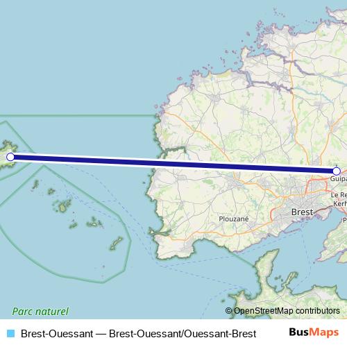 Brest-Ouessant air Line Map