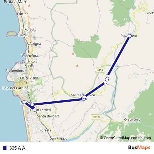 365 A A bus Line Map