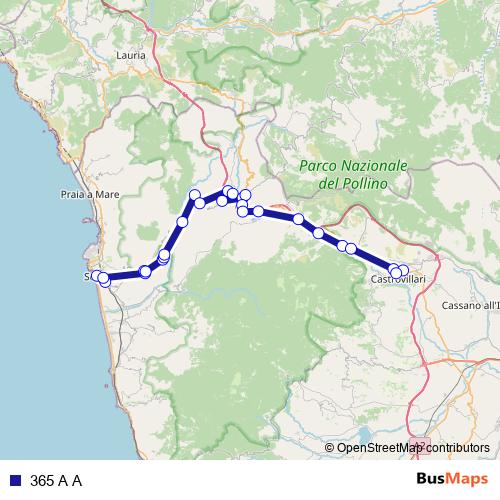 365 A A bus Line Map