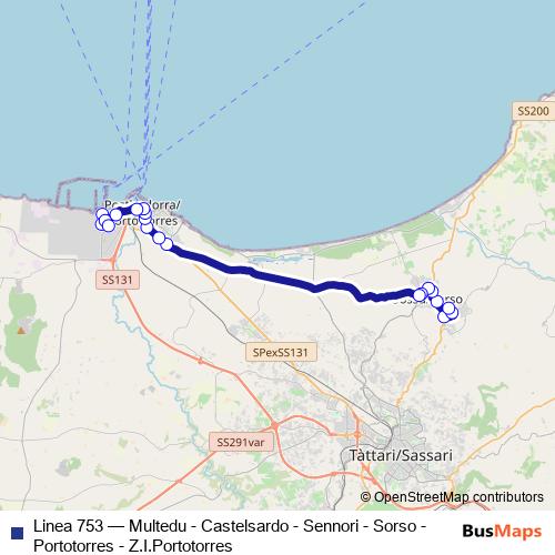 Linea 753 bus Line Map