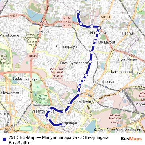 291 SBS-Mnp bus Line Map