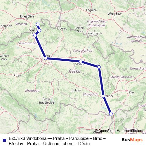 Ex5/Ex3 Vindobona rail Line Map