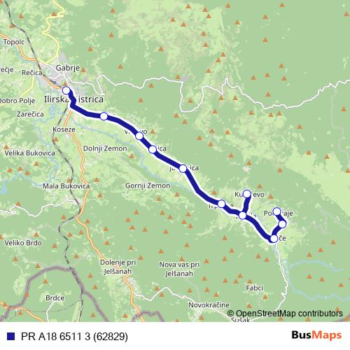 PR A18 6511 3 (62829) bus Line Map