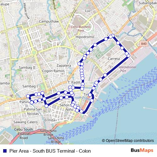 Pier Area - South BUS Terminal - Colon bus Line Map