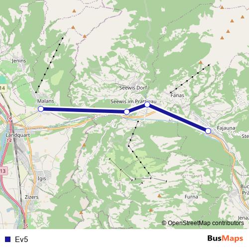 Ev5 bus Line Map