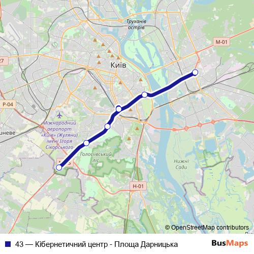 43 trolleybus Line Map