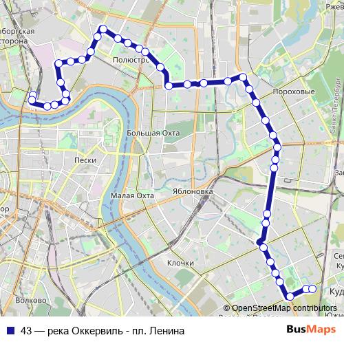 43 trolleybus Line Map