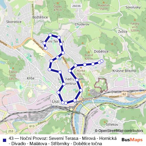 43 trolleybus Line Map