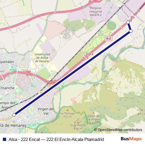 Alsa - 222 Encal bus Line Map