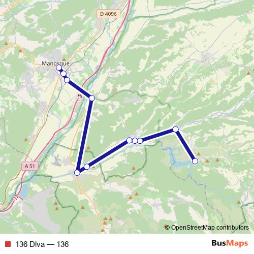136 Dlva bus Line Map