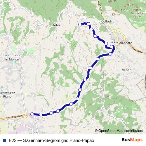 E22 bus Line Map