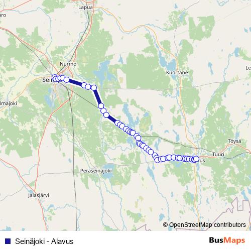 Seinäjoki - Alavus bus Line Map