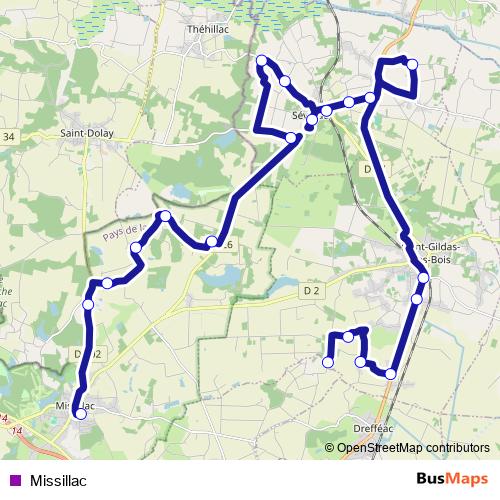 Missillac bus Line Map