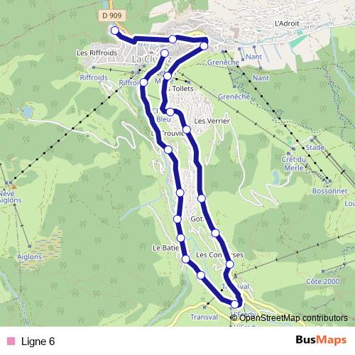 Ligne 6 bus Line Map