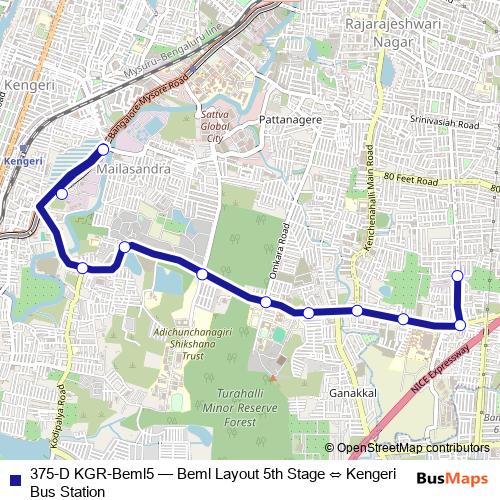 375-D KGR-Beml5 bus Line Map