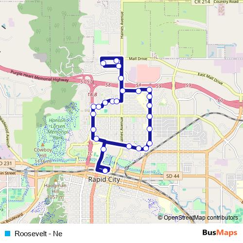 Roosevelt - Ne bus Line Map