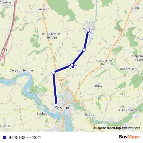 9-28-132 bus Line Map