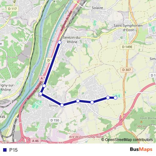 P15 bus Line Map
