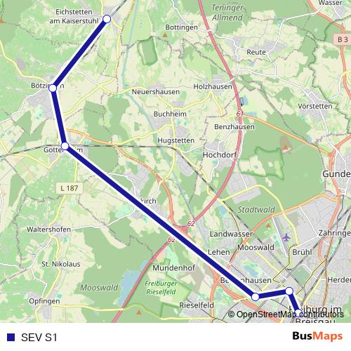 SEV S1 rail Line Map
