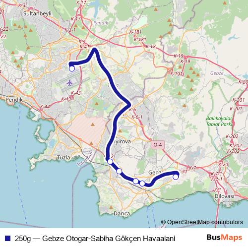 250g bus Line Map