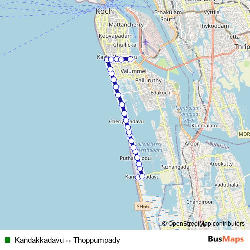 Kandakkadavu ↔ Thoppumpady bus Line Map