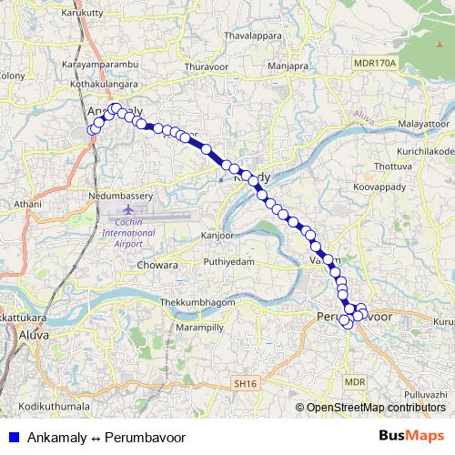 Ankamaly ↔ Perumbavoor bus Line Map