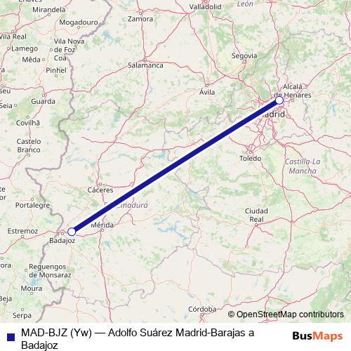 MAD-BJZ (Yw) air Line Map