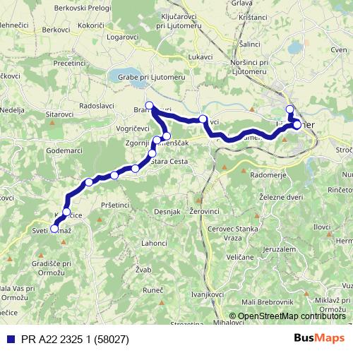 PR A22 2325 1 (58027) bus Line Map