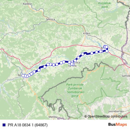 PR A18 0834 1 (64867) bus Line Map