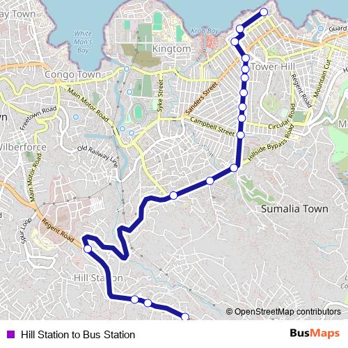 Hill Station to Bus Station bus Line Map