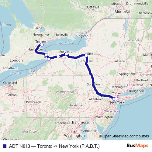 ADT N813 bus Line Map