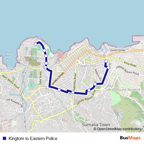 Kingtom to Eastern Police bus Line Map
