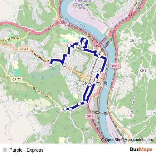 Purple - Express bus Line Map