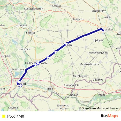 Pótló 7740 bus Line Map