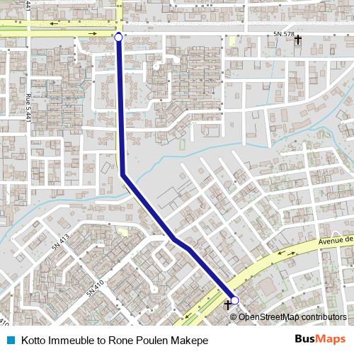 Kotto Immeuble to Rone Poulen Makepe bus Line Map