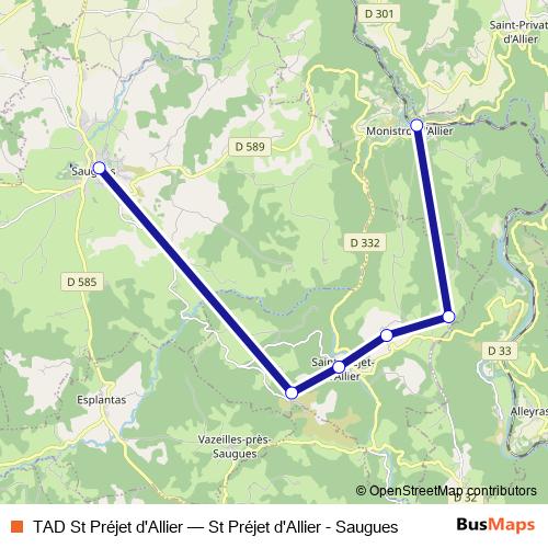 TAD St Préjet d'Allier bus Line Map